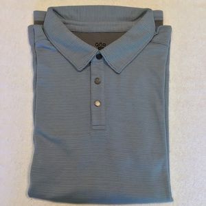 NWOT QOR M XXL LS wool/poly/nlyon blend 3-button polo, light grey/blue